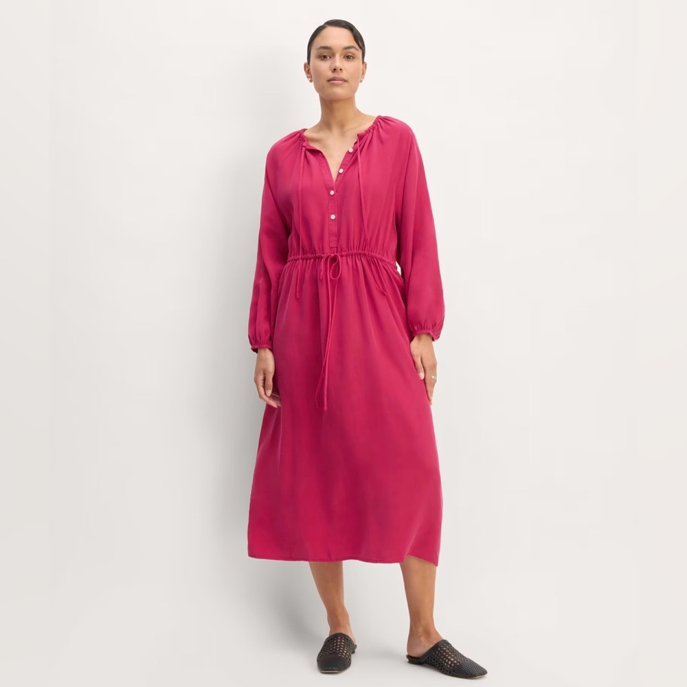 NWT!! EVERLANE The Washable Clean Silk Shirred Blouse  BLUSH PINK Women Sz Small